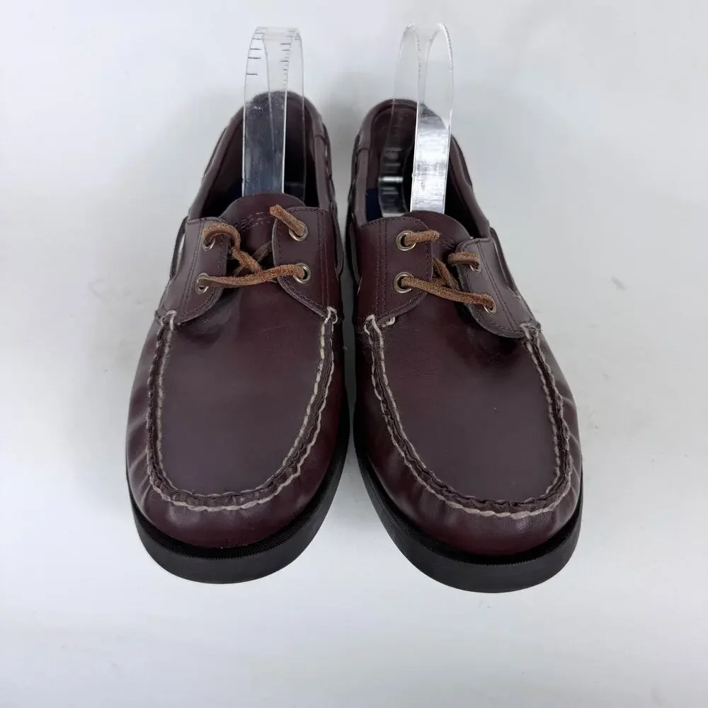 Polo Sport Ralph Lauren Boat Shoes Men's 10 Brown Leather Lace-Up Low Top Casual